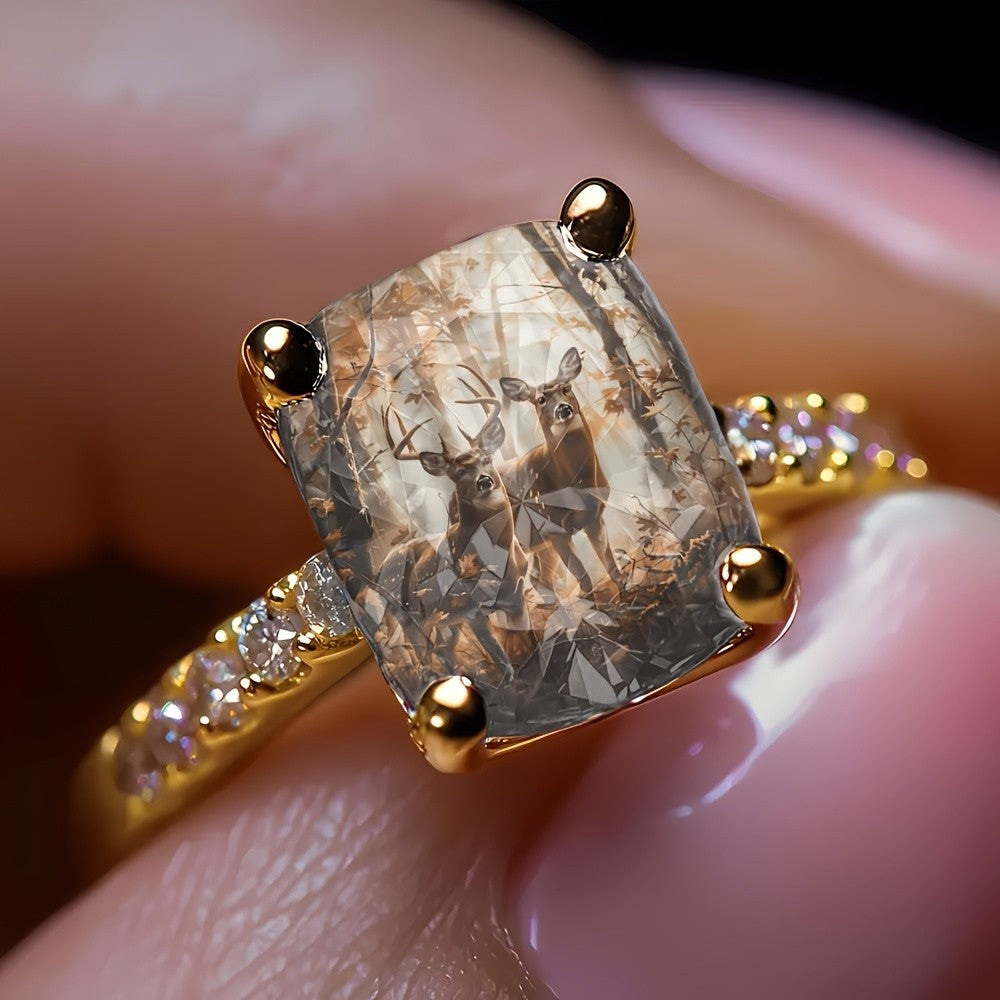Deer Forest Square Ring