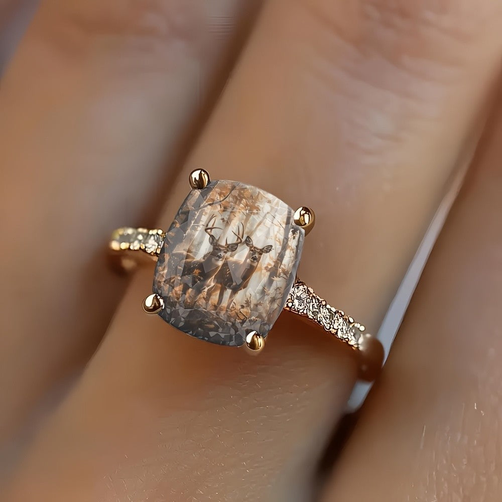 Deer Forest Square Ring