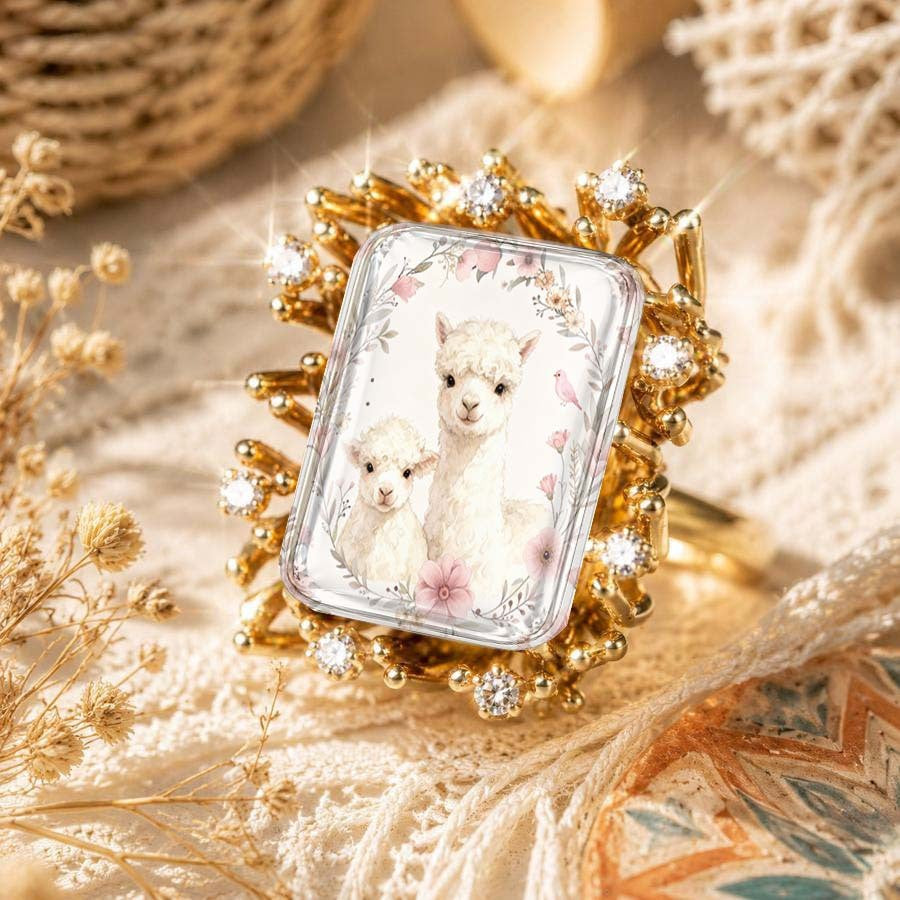 Alpaca Crystal Sunburst Ring