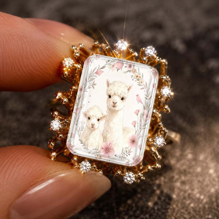 Alpaca Crystal Sunburst Ring