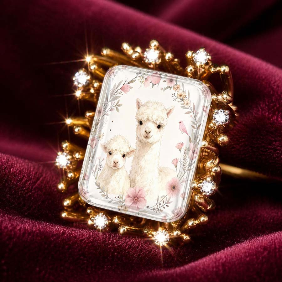 Alpaca Crystal Sunburst Ring