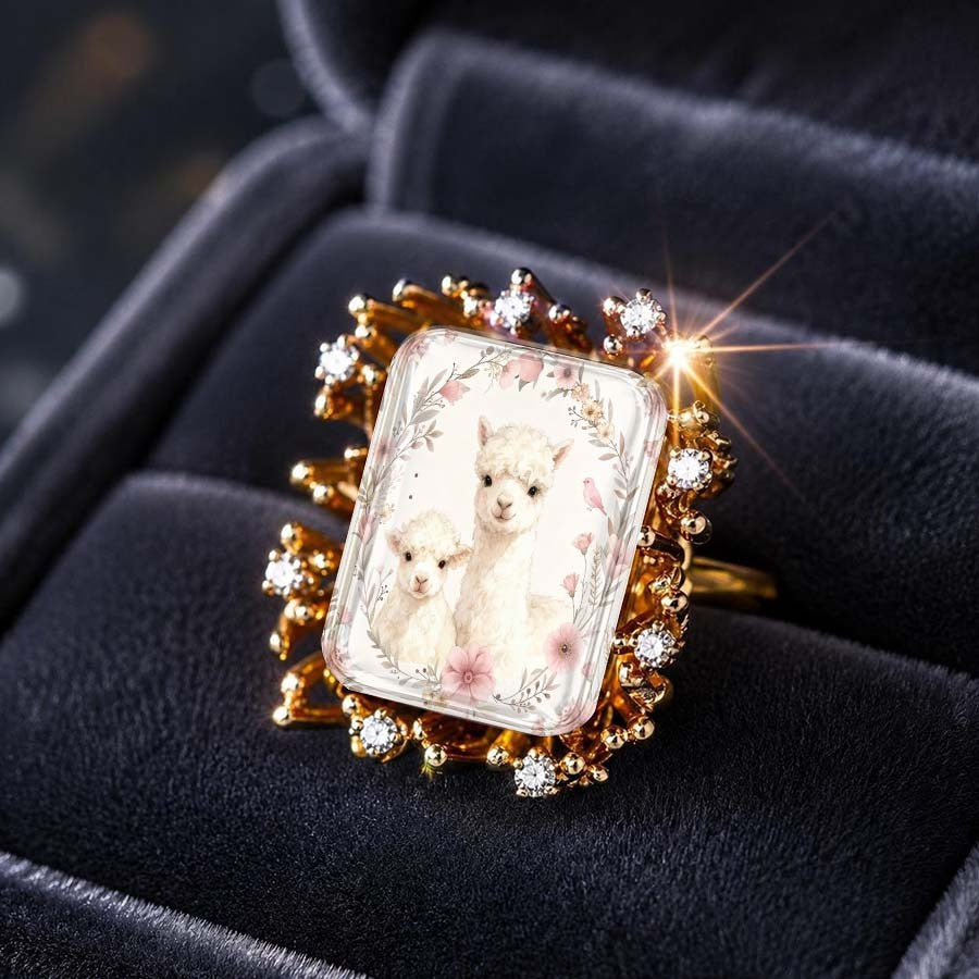 Alpaca Crystal Sunburst Ring