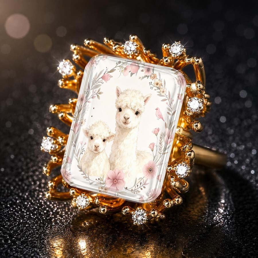 Alpaca Crystal Sunburst Ring