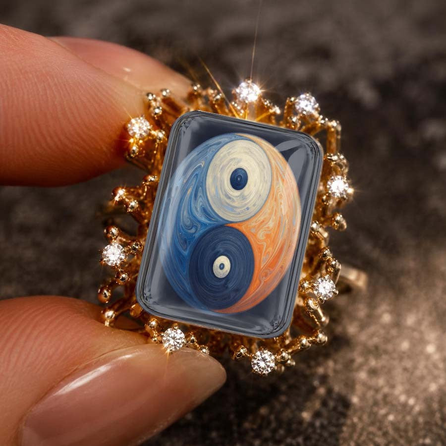 Marbled Yin Yang Ring