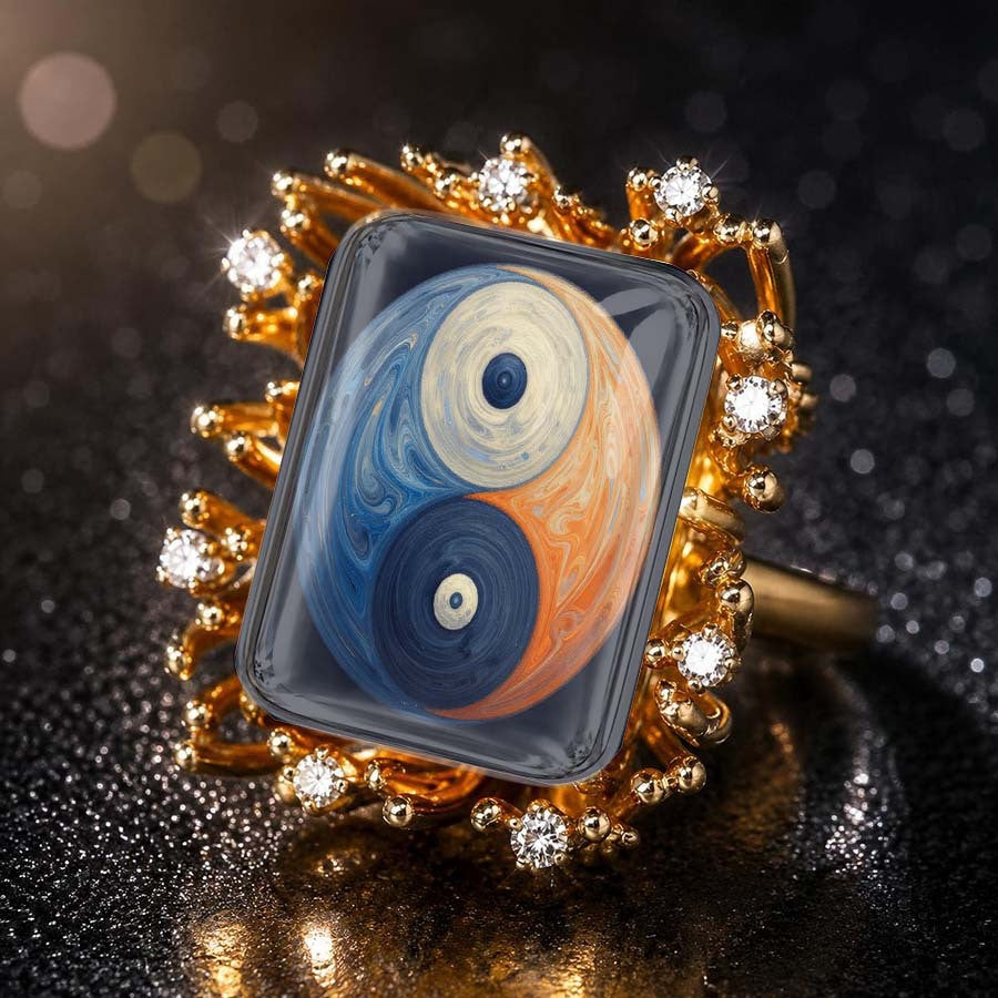Marbled Yin Yang Ring