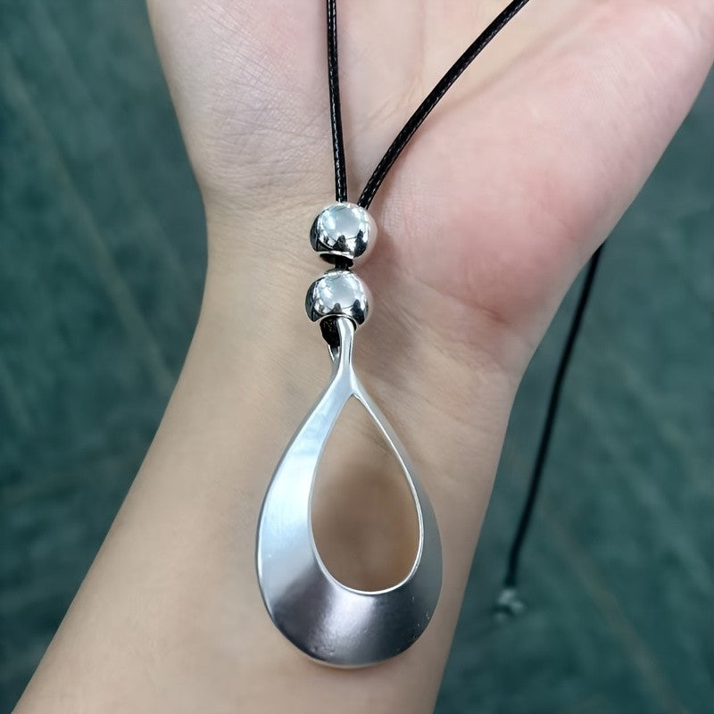 Hollow Teardrop Cord Necklace