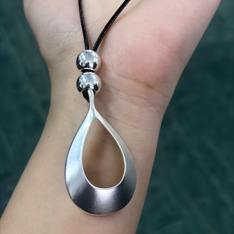 Hollow Teardrop Cord Necklace