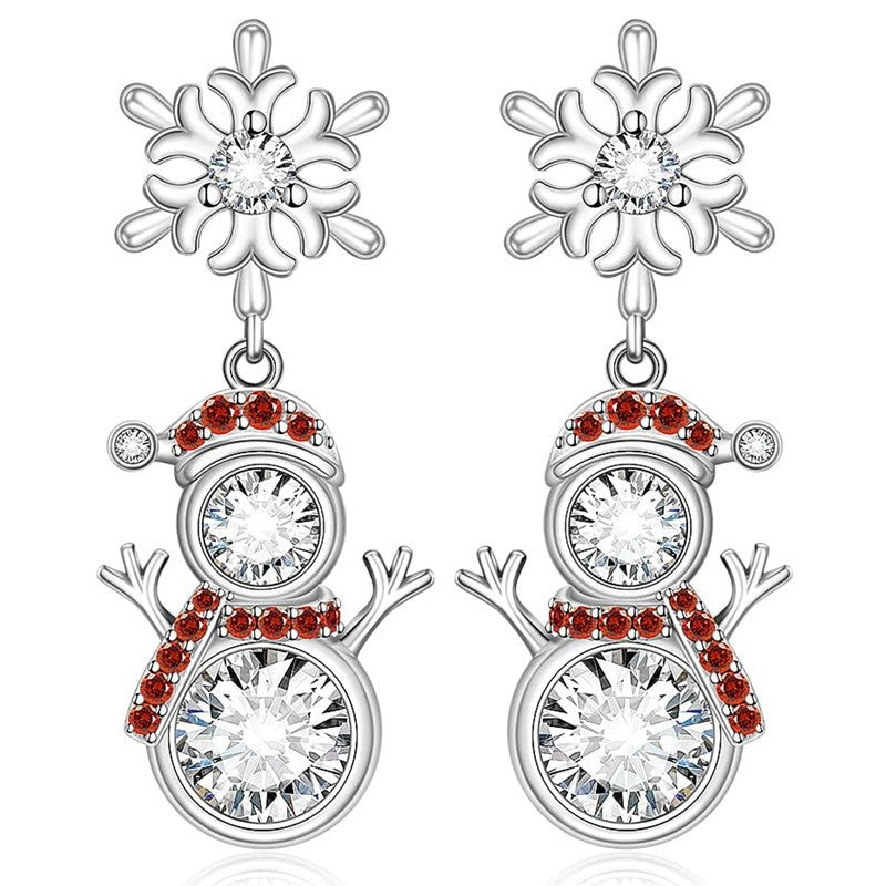 Crystal Snowman Drop Earrings