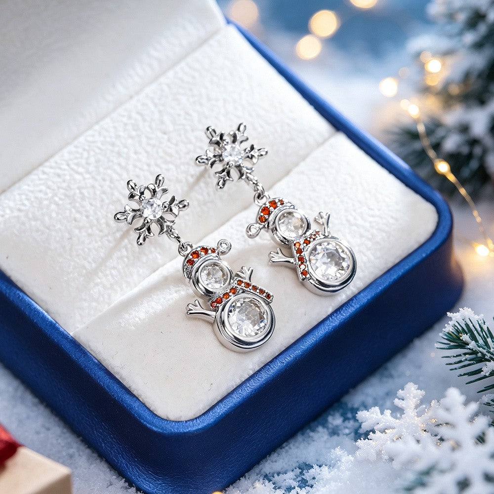 Crystal Snowman Drop Earrings