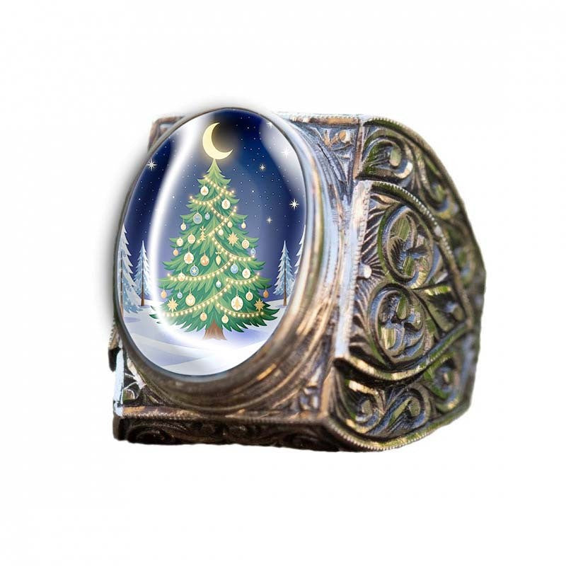 Christmas Tree Cabochon Ring