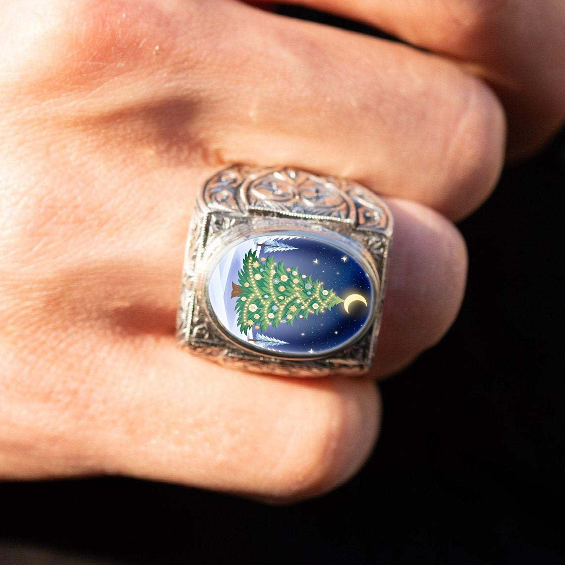 Christmas Tree Cabochon Ring