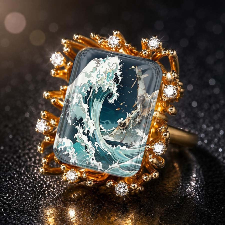 Airplane & Wave Square Ring