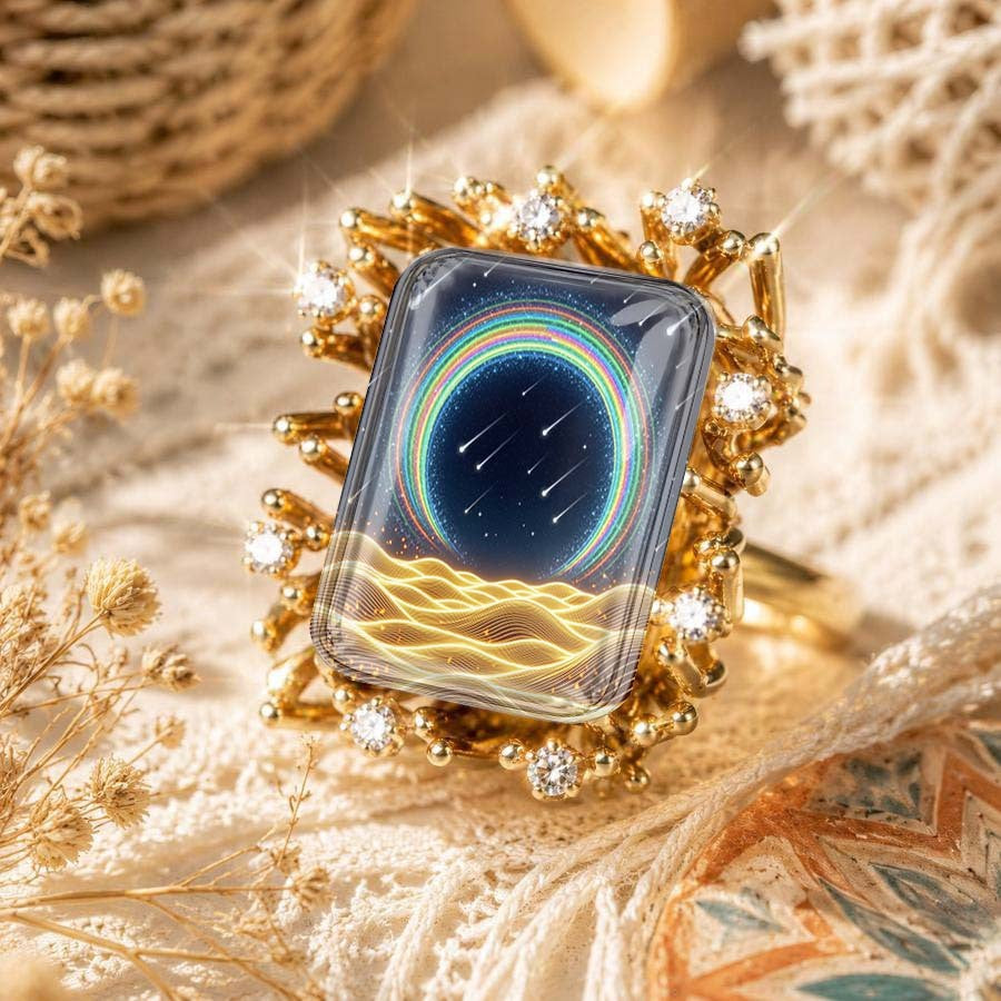 Rainbow Meteor Statement Ring