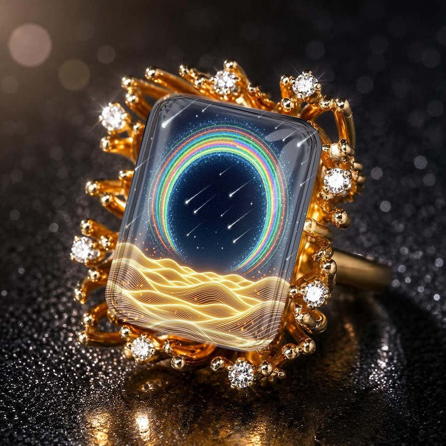 Rainbow Meteor Statement Ring