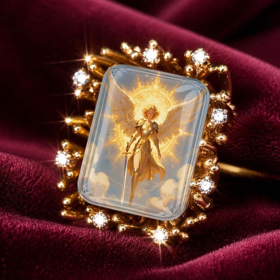 Golden Angel Halo Glass Ring