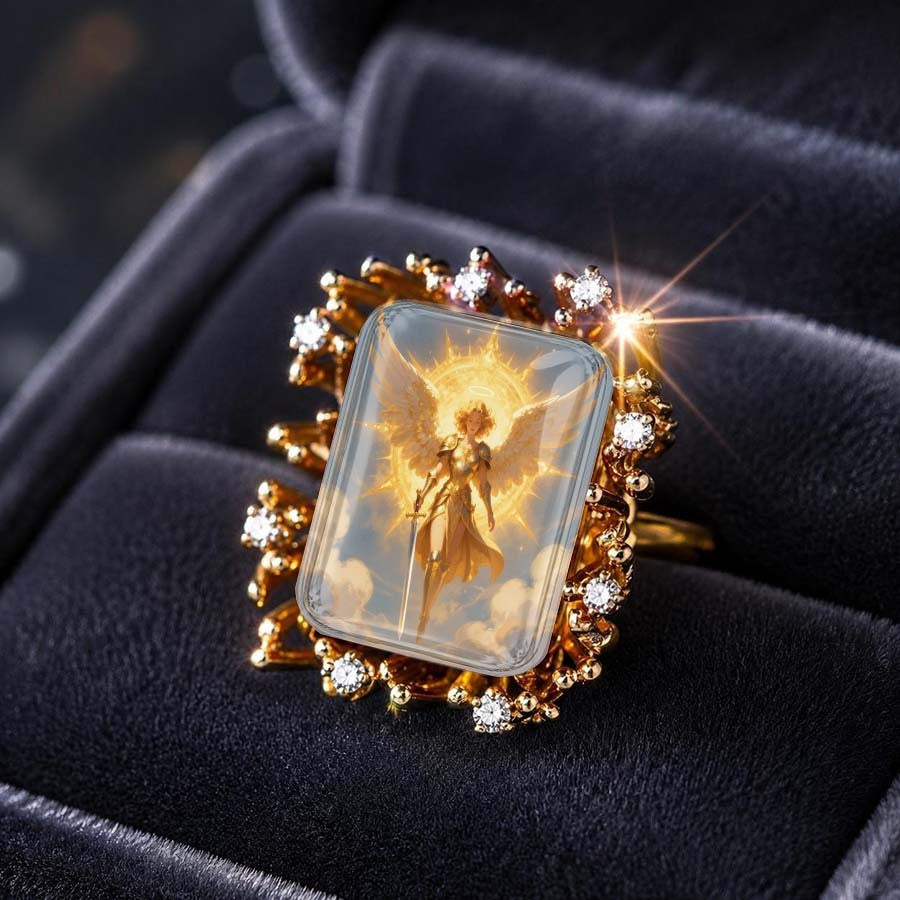 Golden Angel Halo Glass Ring