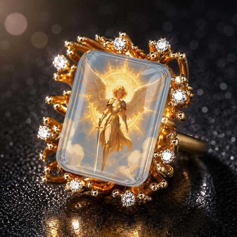 Golden Angel Halo Glass Ring