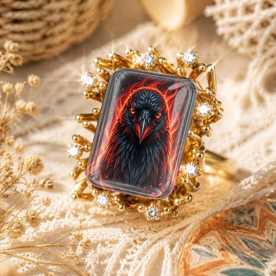 Flame Crow Statement Ring