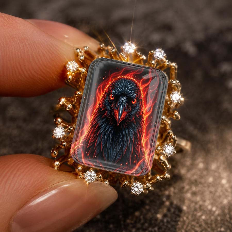 Flame Crow Statement Ring