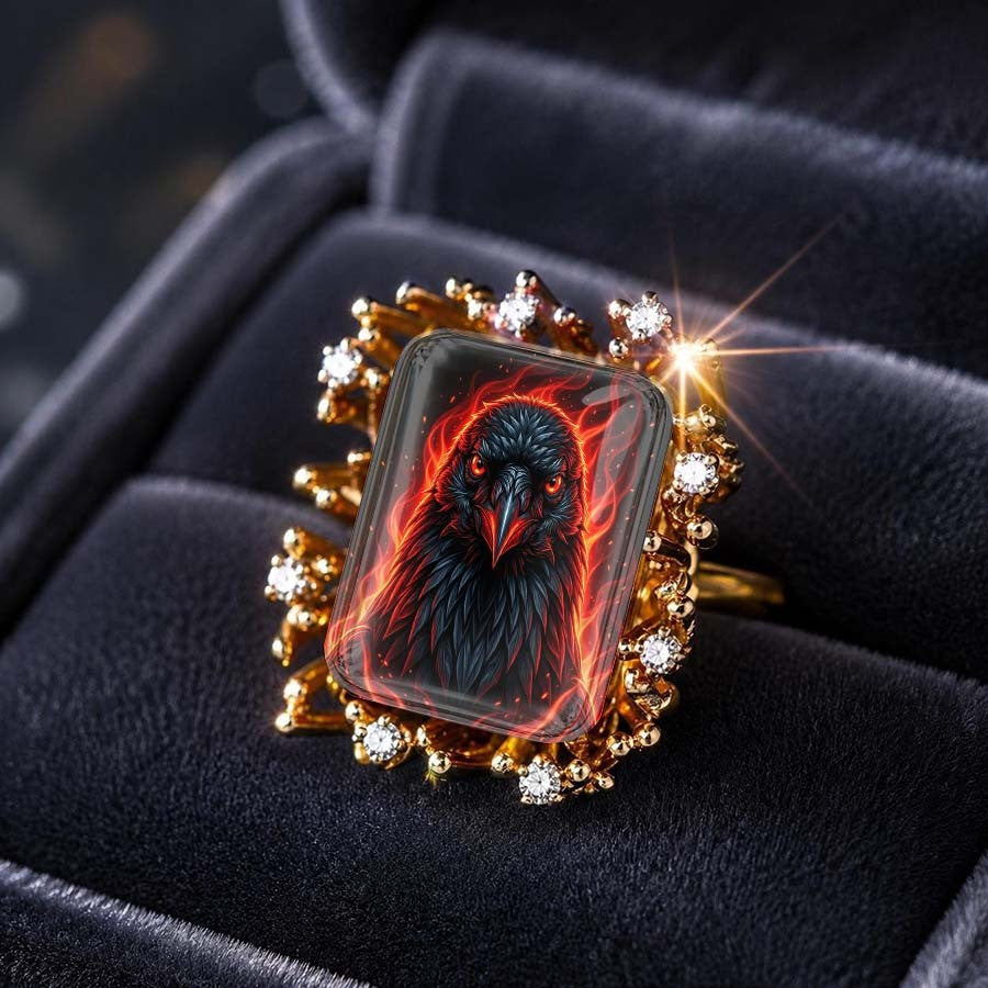 Flame Crow Statement Ring