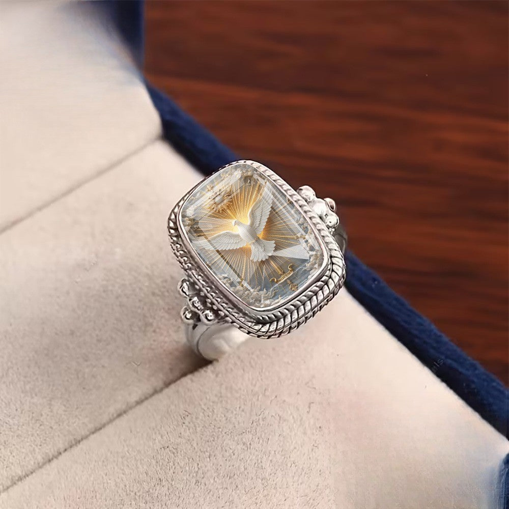 Radiant Dove Square Ring