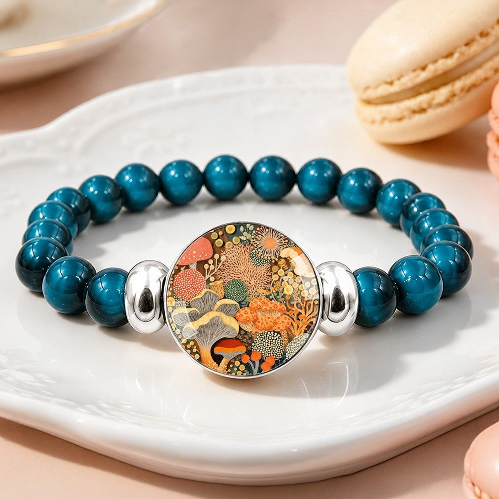 Blue Stone Mushroom Charm Bracelet