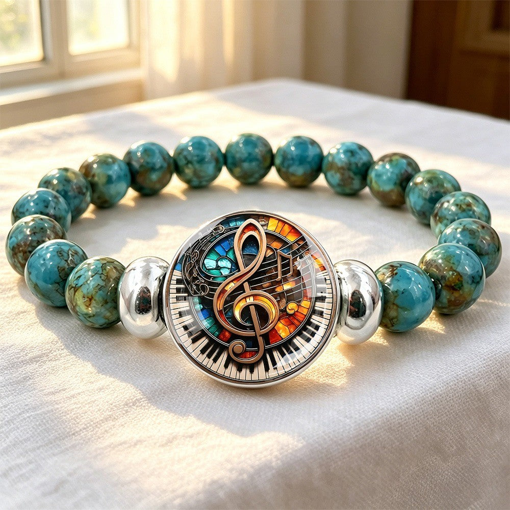 Musical Note Turquoise Bead Bracelet