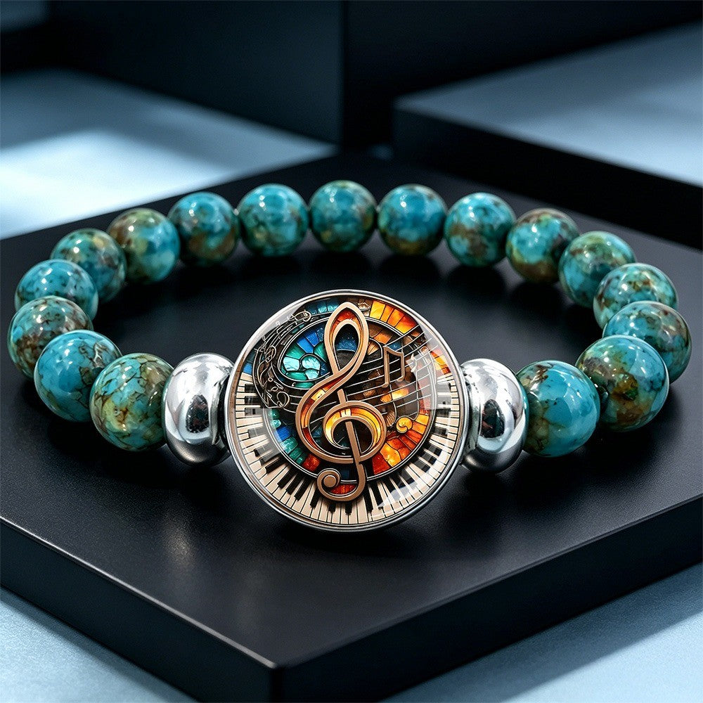 Musical Note Turquoise Bead Bracelet