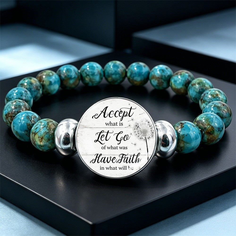 Turquoise Dandelion Message Bracelet