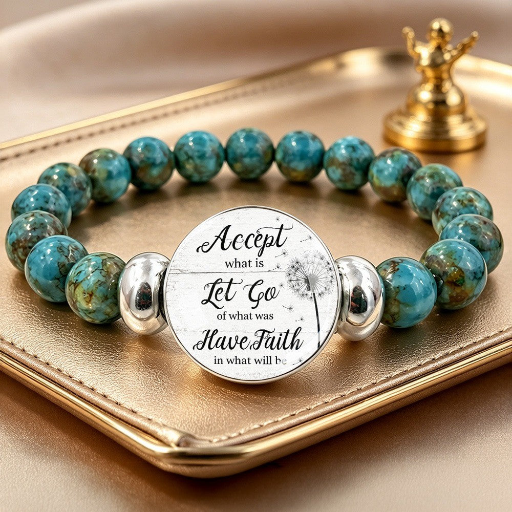 Turquoise Dandelion Message Bracelet