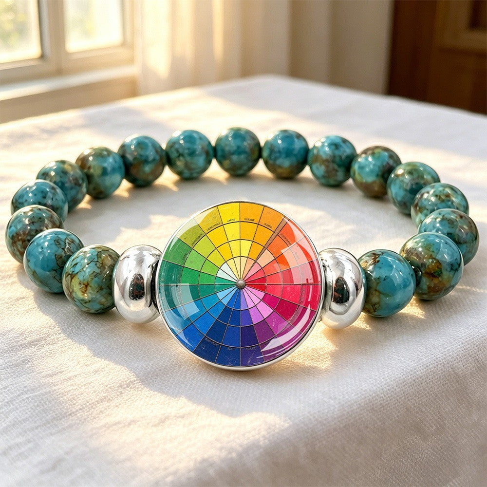Color Wheel & Stone Bead Bracelet