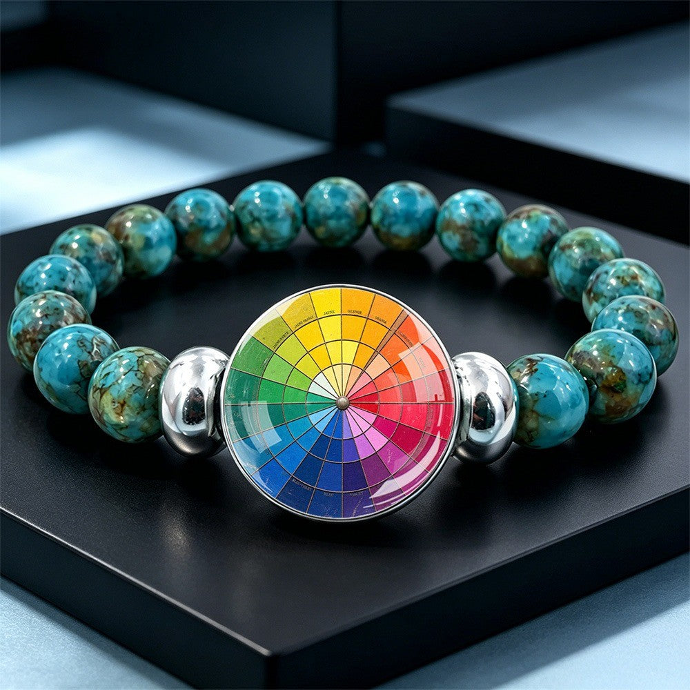 Color Wheel & Stone Bead Bracelet