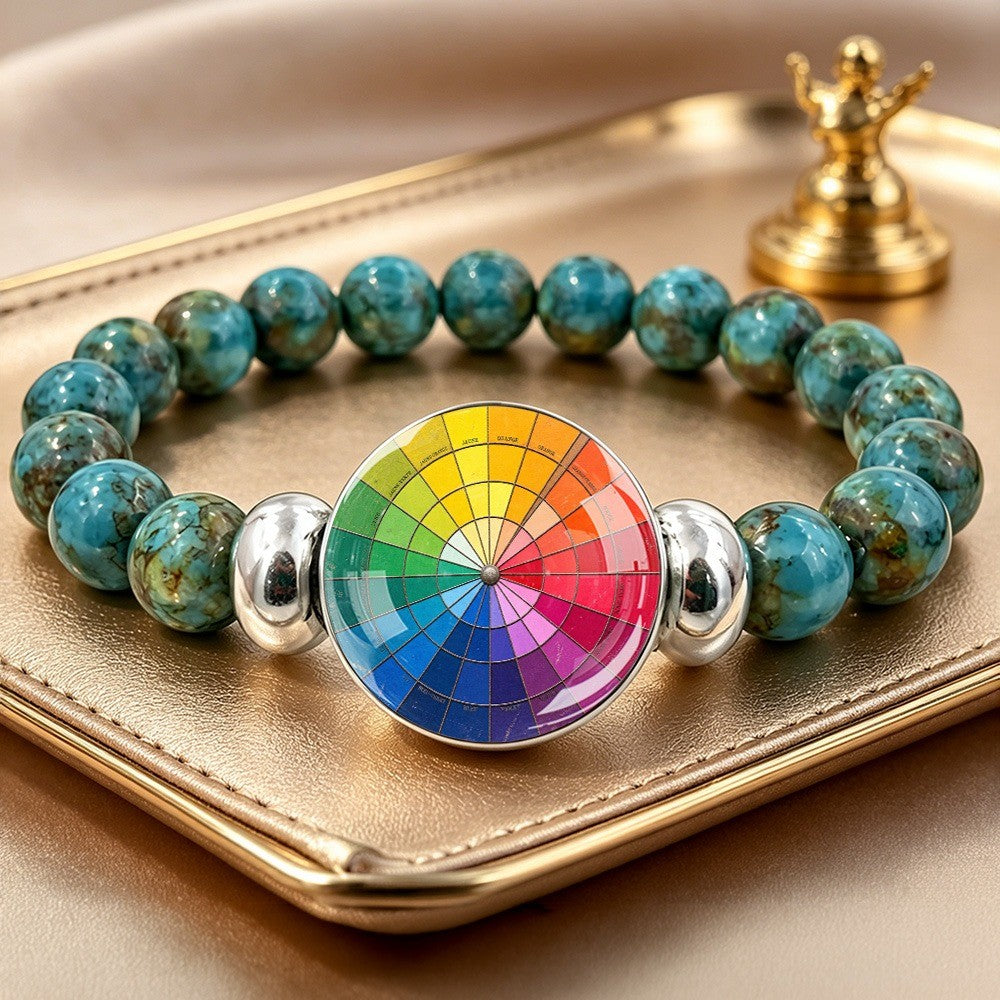 Color Wheel & Stone Bead Bracelet