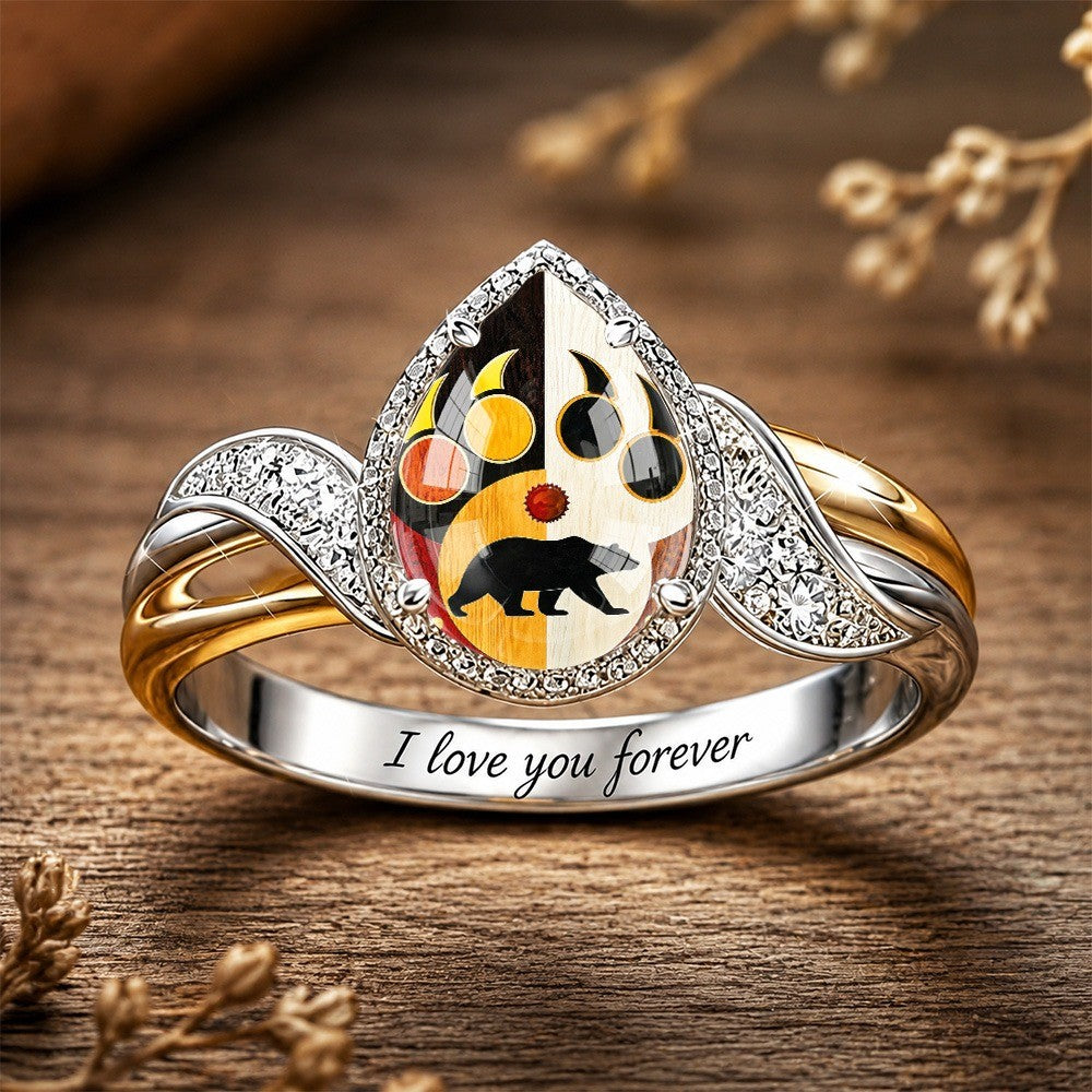 Bear Paw Teardrop Ring