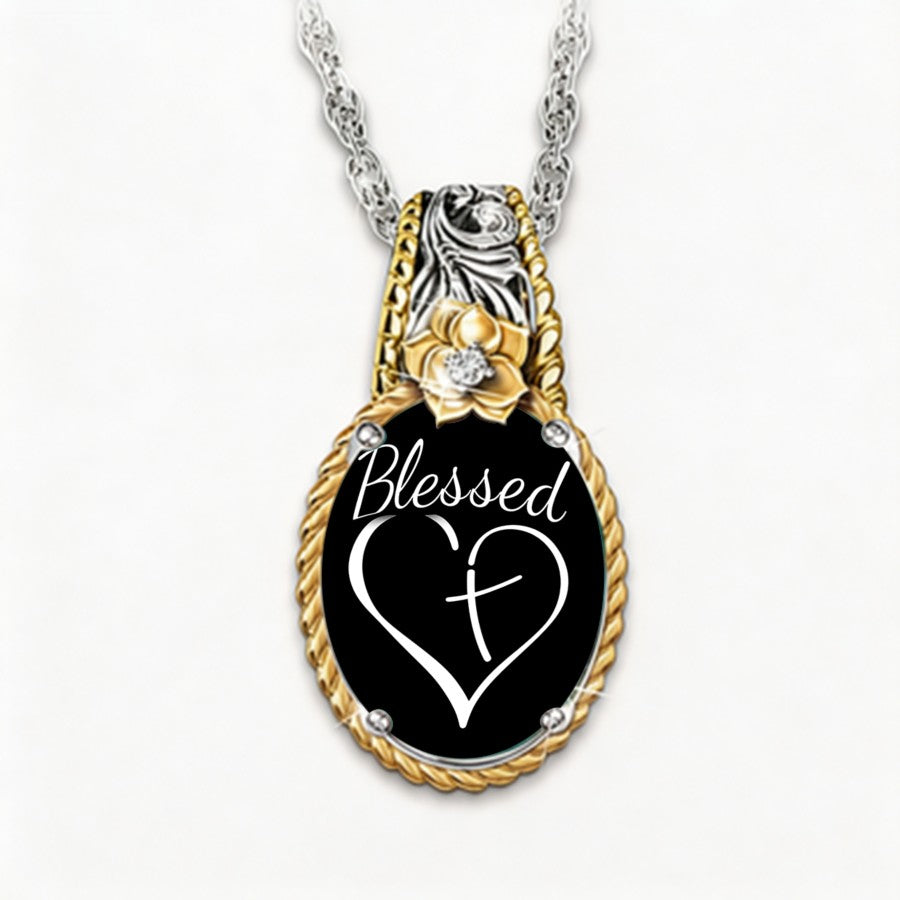 Blessed Heart & Flower Pendant Necklace