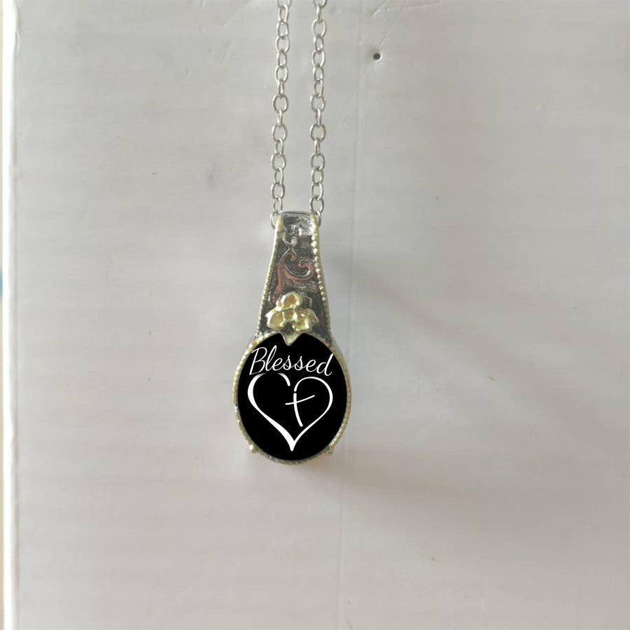Blessed Heart & Flower Pendant Necklace
