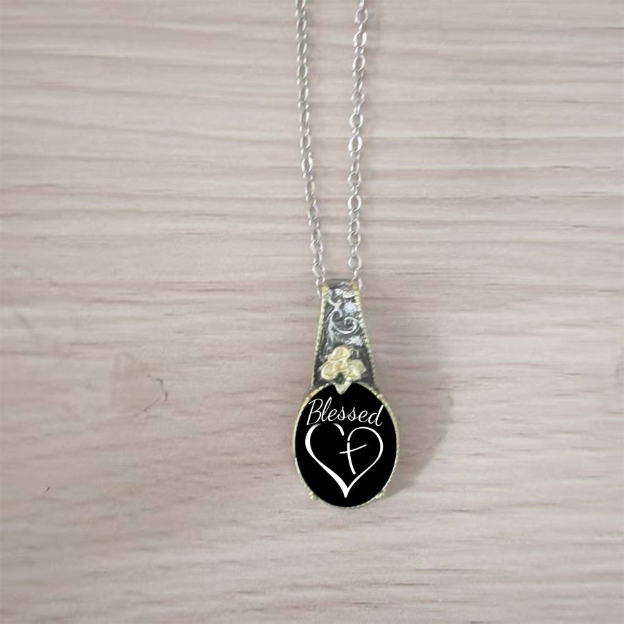 Blessed Heart & Flower Pendant Necklace