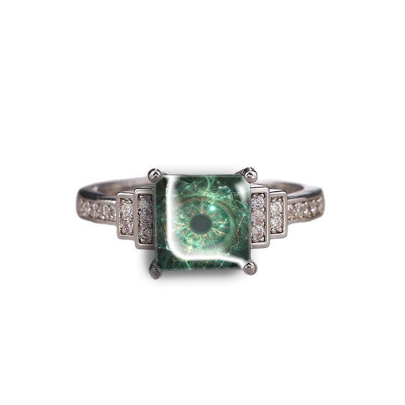 Green Eye Square Ring