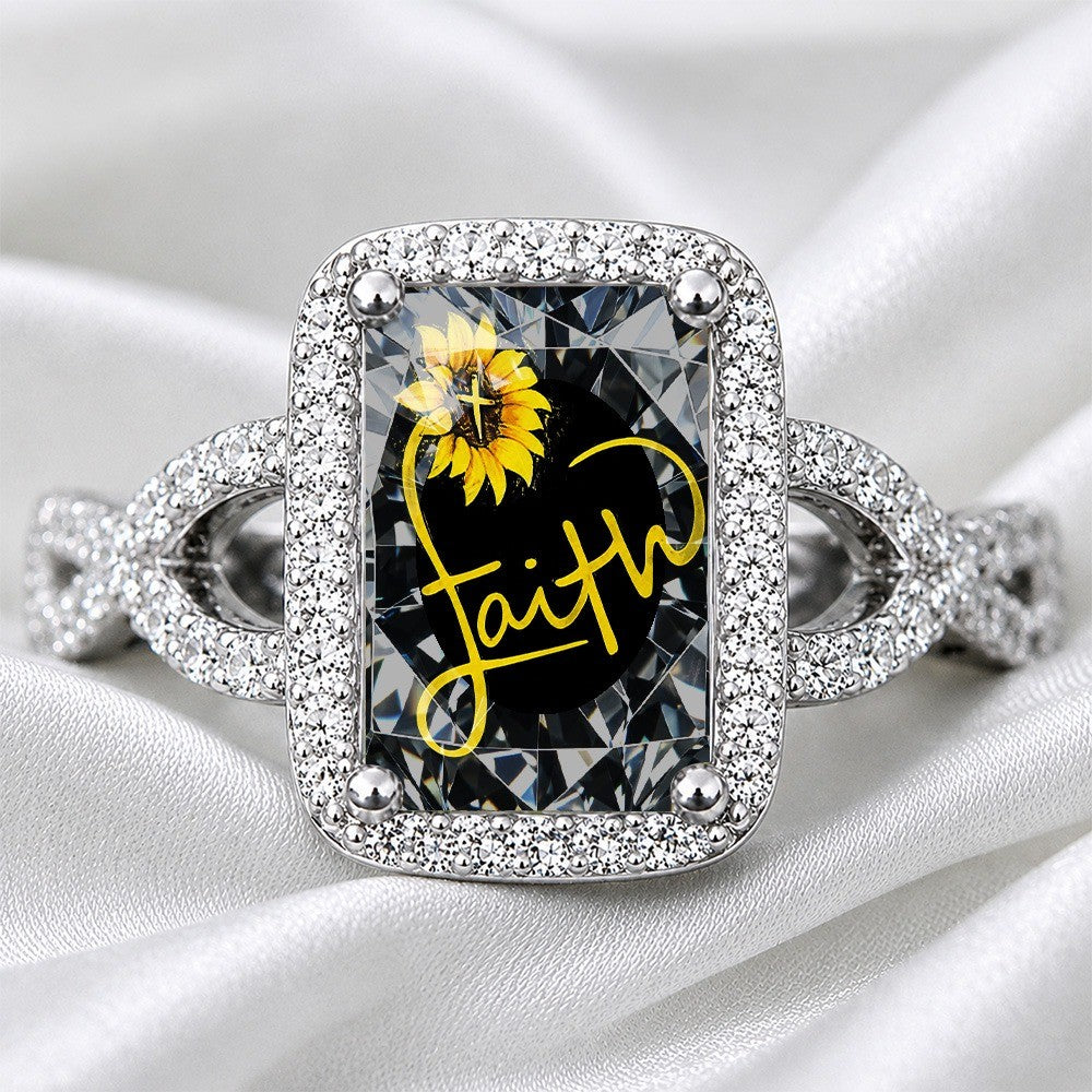 Faith Sunflower Square Ring