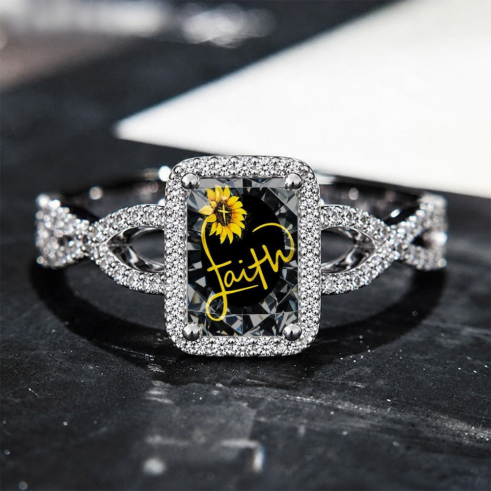 Faith Sunflower Square Ring