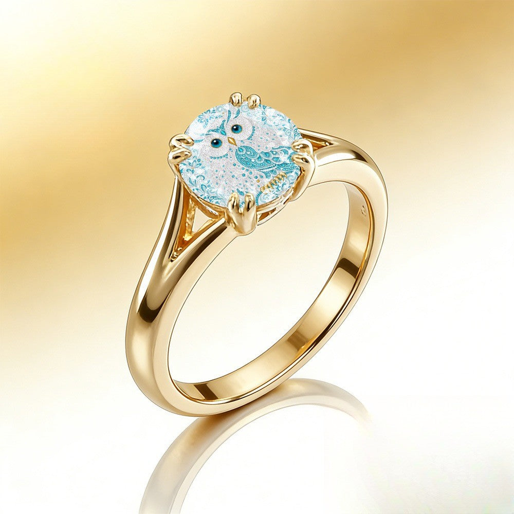 Blue Owl Statement Ring