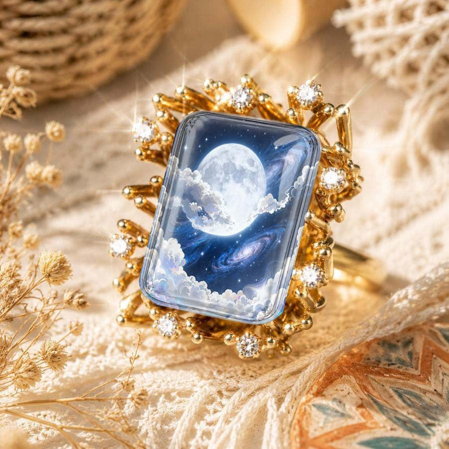 Moon & Nebula Statement Ring