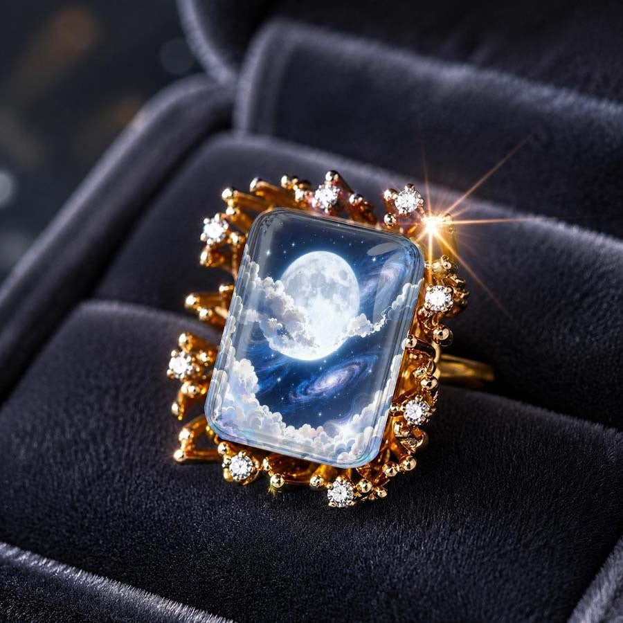 Moon & Nebula Statement Ring