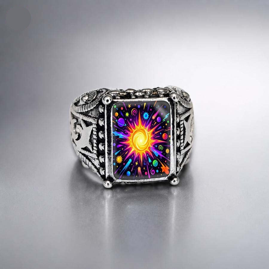 Colorful Galaxy Square Ring