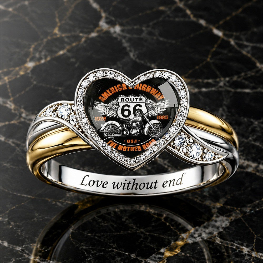 Two-Tone Route 66 Heart Ring