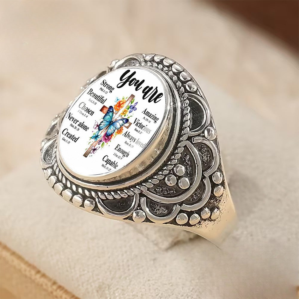 Butterfly Cross Affirmation Ring