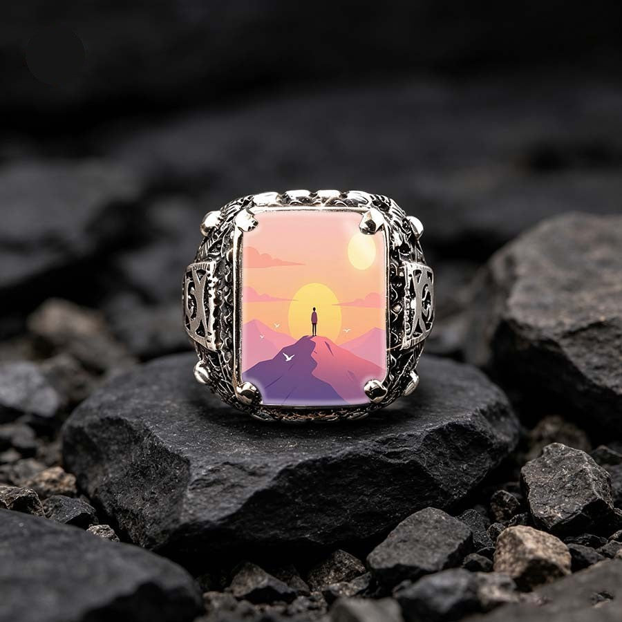 Mountain Sunset Landscape Ring