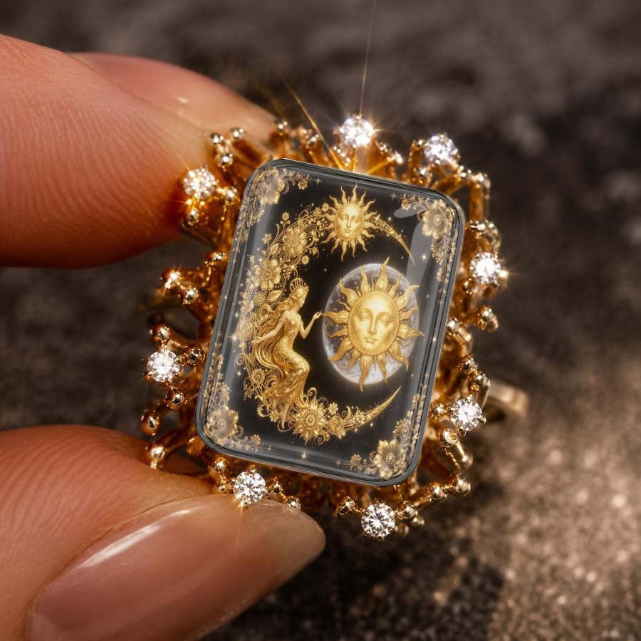 Sun & Mermaid Square Ring