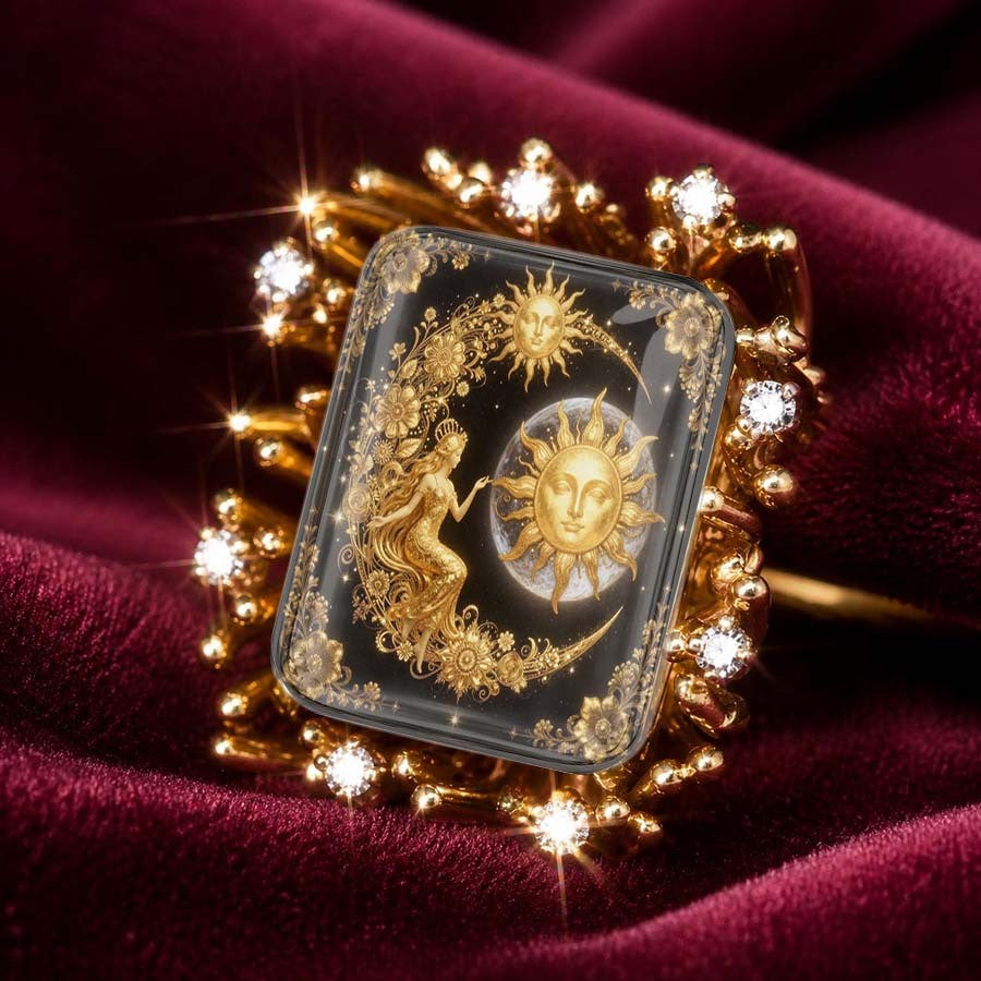 Sun & Mermaid Square Ring