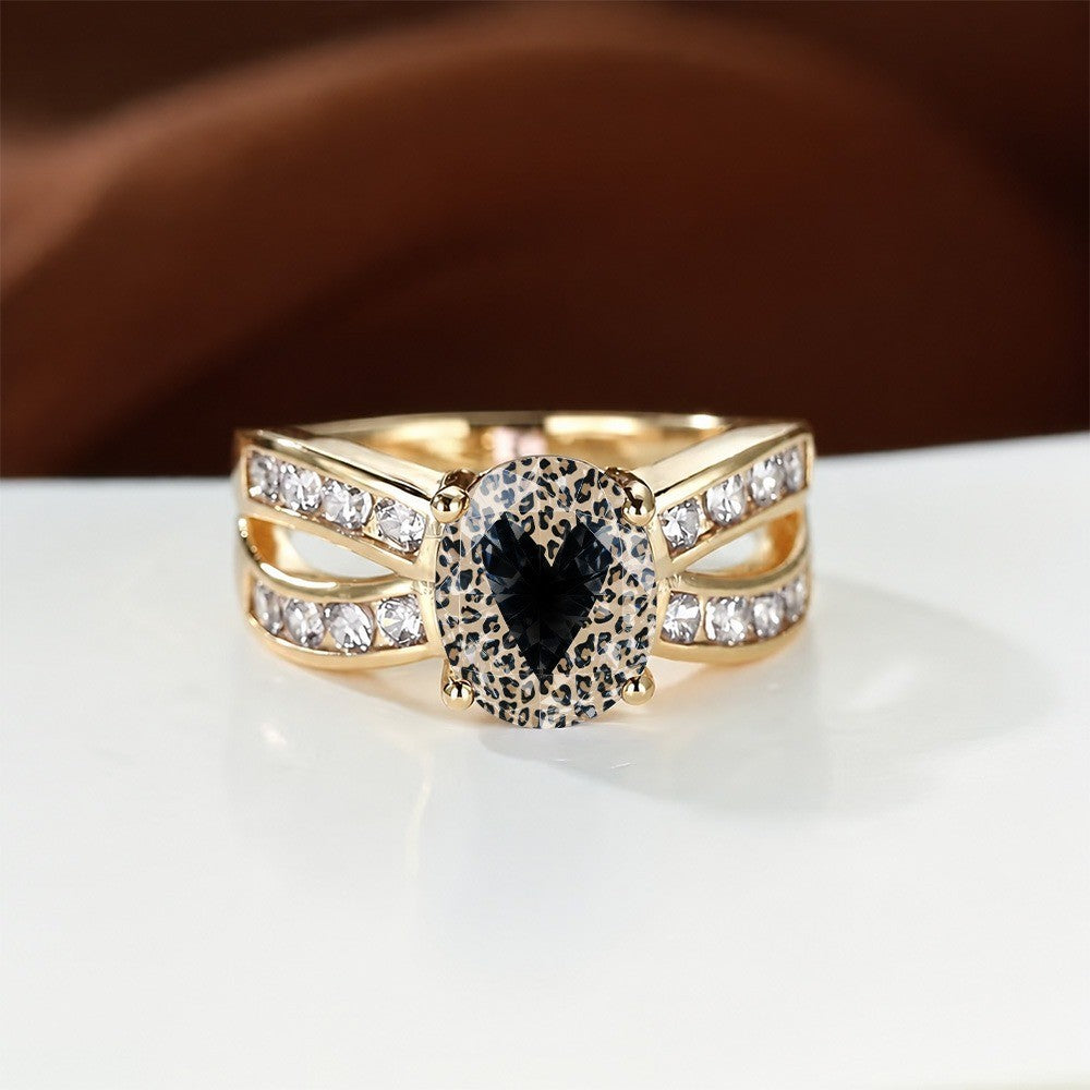 Leopard Print Oval Split Band Ring